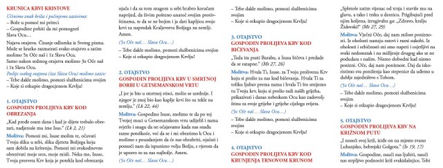 Molitvena kartica - Krunica Krvi Kristove